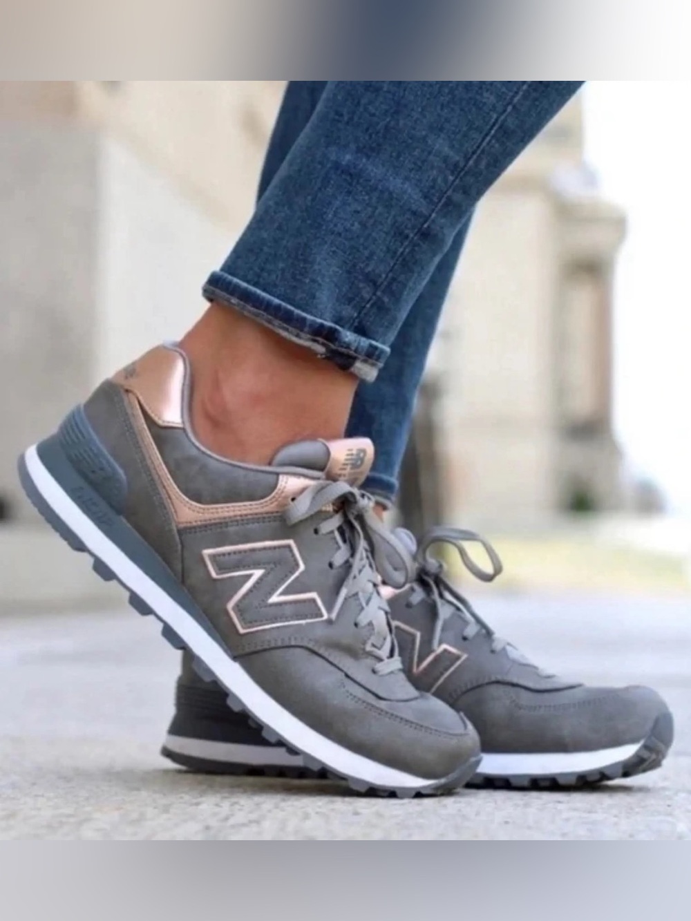 NEW BALANCE 574 Gray Taupe Rose Gold Colorway Sneakers Size 7.5
